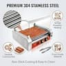 Vexon 11-Roller Hot Dog Cooker, 30-Dog Capacity with Safety Cover, 1670W