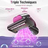 BYHUME Mattress Vacuum Cleaner with 17Kpa Suction, UV-C, and 145°F Heating