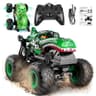 BEZGAR Dinosaur RC Monster Truck with 360-Degree Spins and Interactive LED Lights