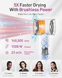 Zibtes High-Speed 160,000 RPM Brushless Hair Dryer with Active Plasma Tech