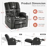 MCombo Model 7634 Large Triple Motor Fabric Lift Recliner with Power Headrest