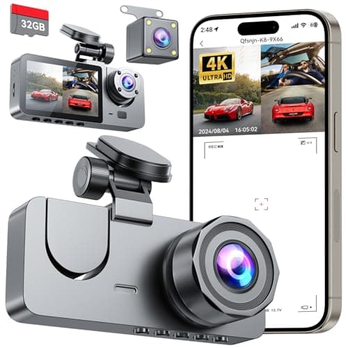 Universal 3-Channel 4K UHD Dash Cam System with IR Night Vision and WiFi