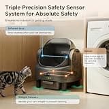 Gimars Open-Top Cylinder Self-Cleaning Cat Litter Box with App and 8L Waste Bin