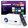 Aurzen Roku TV Smart Portable Projector with Native 1080p, Auto Focus and Keystone