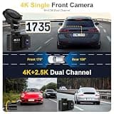 WANLIPO A13 4K Front and 2.5K Rear Dual Dash Cam with 5GHz Wi-Fi and 64GB Card
