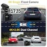 WANLIPO A13 4K Front and 2.5K Rear Dual Dash Cam with 5GHz Wi-Fi and 64GB Card
