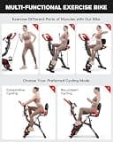 pooboo 4-in-1 Foldable Magnetic Exercise Bike with Arm Resistance Bands