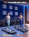 Acezoe Foldable 2-in-1 Treadmill, 15% Auto Incline, 3.0HP Motor, 43.5\" x 16.5\" Belt