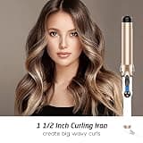 Hoson 1.5-Inch Tourmaline Ceramic Large Barrel Curling Iron with LCD