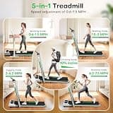 FOUSAE 5-in-1 Foldable Home Treadmill with 10% Manual Incline and App