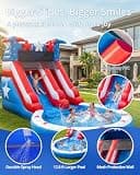 WELANDFUN 24.3ft PVC Commercial Grade Inflatable Water Slide with Deep Pool