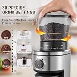 AYCHIRO Electric Conical Burr Coffee Grinder with 30 Custom Adjustments