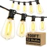 Brightever 100ft Outdoor LED String Lights with 52 Dimmable Vintage Edison Bulbs