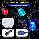 CAWWS 50ft Smart RGBW LED Outdoor String Lights with 20 Dimmable Color Changing Bulbs