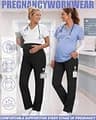 JoyMotion 2-Pack Maternity Scrub Pants with High-Rise Belly Panel Support