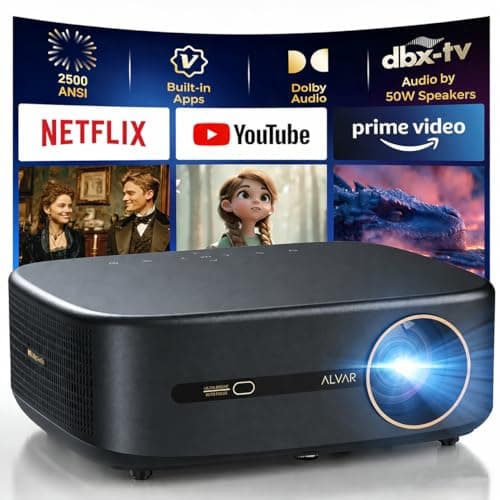 Alvar 2500 ANSI Smart Projector with WiFi 6 and Built-in Netflix App
