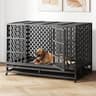 HIWOKK 48-Inch Heavy Duty Indestructible Steel Dog Crate with Rounded Edges