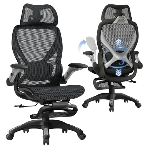 ELABEST X100 Ergonomic Mesh Office Chair with Footrest & 3D Lumbar Support