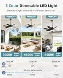 NWOP 28-Inch Plug-In Outdoor Ceiling Fan with Remote Control and 3CCT LED