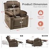 MCombo Model 7661 Triple Motor Fabric Power Lift Recliner for Joint Support