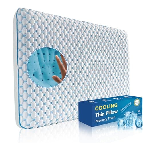 Iwacool Ultra Slim 2.25-Inch Cooling Gel Memory Foam Flat Pillow for Pain Relief