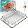 OPENICE 15.3 x 11-Inch Stainless Steel Large Air Fryer Tray and Crisper Pan Set