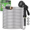 Kebose 100ft Heavy-Duty Stainless Steel Garden Hose with 10-Way Nozzle