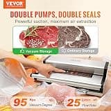 VEVOR 350W External Vacuum Sealer Machine with 95Kpa Suction and Dual Sealing Strips