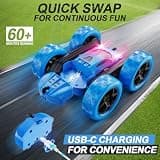 QUNREDA 4WD RC Stunt Car with Tool-Free Modular Battery & USB-C Quick Charging