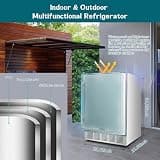 ORYMUSE 24-Inch Outdoor Beverage Cooler Seamless Stainless Door 180 Cans