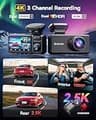 REDTIGER F17 Elite 4K 3-Channel Dash Cam with Interior Cabin Vision and 128GB Card