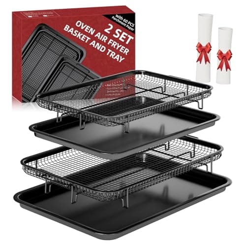 Thorses Food-Grade Stainless Steel Air Fryer Basket Set with Parchment Paper