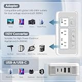Mapambo 7-in-1 2000W Travel Voltage Converter and International Hub, Gray