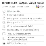 HP OfficeJet Pro 9730 Wide-Format Wireless All-in-One Color Inkjet Printer