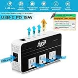 Key Power 230W Step Down Travel Voltage Converter with 18W USB-C PD Port