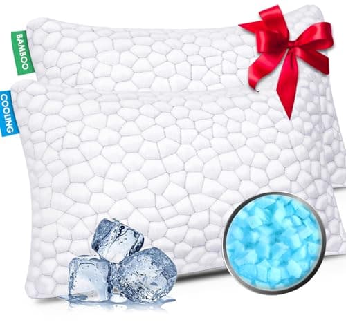 SUPA MODERN Adjustable Shredded Memory Foam Cooling Pillows with Bamboo Cover Set of 2