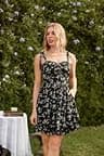 Scarlet Darkness Floral Mini Fairy Corset Dress with Tiered Ruffle Hem