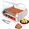 Vexon 11-Roller Hot Dog Cooker, 30-Dog Capacity with Safety Cover, 1670W