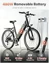 ASKGO 26-Inch Step-Thru Electric Cruiser Bike, 1500W Peak, 48V 12Ah Battery