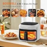 BOSWELL 7.5-Quart Transparent Glass Air Fryer with Simple Presets and Circulating Heat