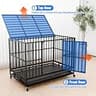 NUGRIART 48-Inch Heavy Duty Indestructible Steel Dog Crate with Rolling Wheels