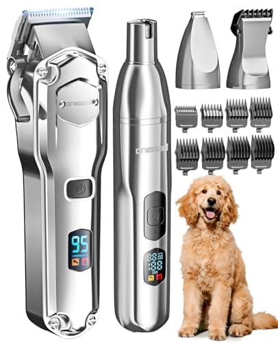 oneisall 4-in-1 Dog Grooming Kit with Clippers for Thick and Heavy Pet Coats