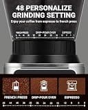 AMZCHEF Electric Coffee Grinder with 48 Settings and LED Control Panel