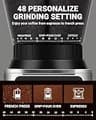 AMZCHEF Electric Coffee Grinder with 48 Settings and LED Control Panel