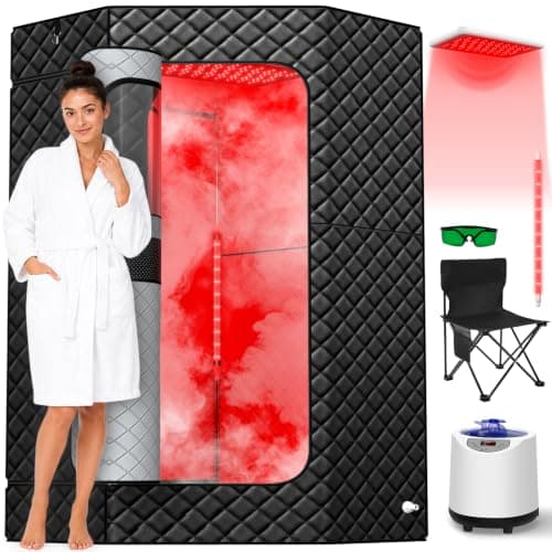 iTHERAU Portable Home Infrared Sauna Box with Pentagonal Layout Design