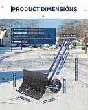 Garvee Double-Rod 29-Inch Wheeled Snow Pusher with 10-Inch Pneumatic Tires