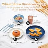 Wheat Straw 64-Piece Unbreakable Dinnerware Set for 8 with Utensils, Black