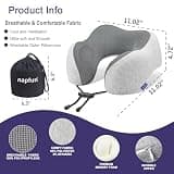napfun Upgraded Ergonomic Pure Memory Foam Travel Neck Pillow for Airplane