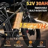 TKZZTKS 8000W Peak Dual Motor AWD E-Bike, 52V 26Ah Battery, 50 MPH Top Speed