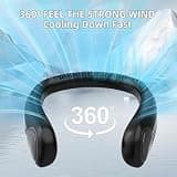 Kinhowly Portable Neck Fan, 6000mAh Battery, Fast Charging, LED Display